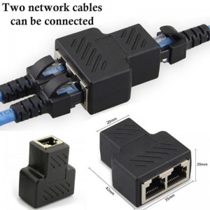 网络 Rj45 网线口网线分线器延长器插头转接器连接器（8芯）一分为二分线器